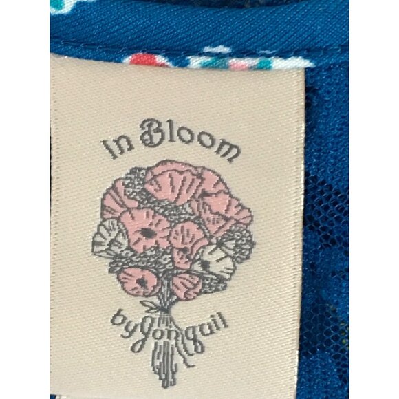 In Bloom By Jonquil Tank Top Size M Blue Patterned Front Lace Racerback New - Picture 7 of 15